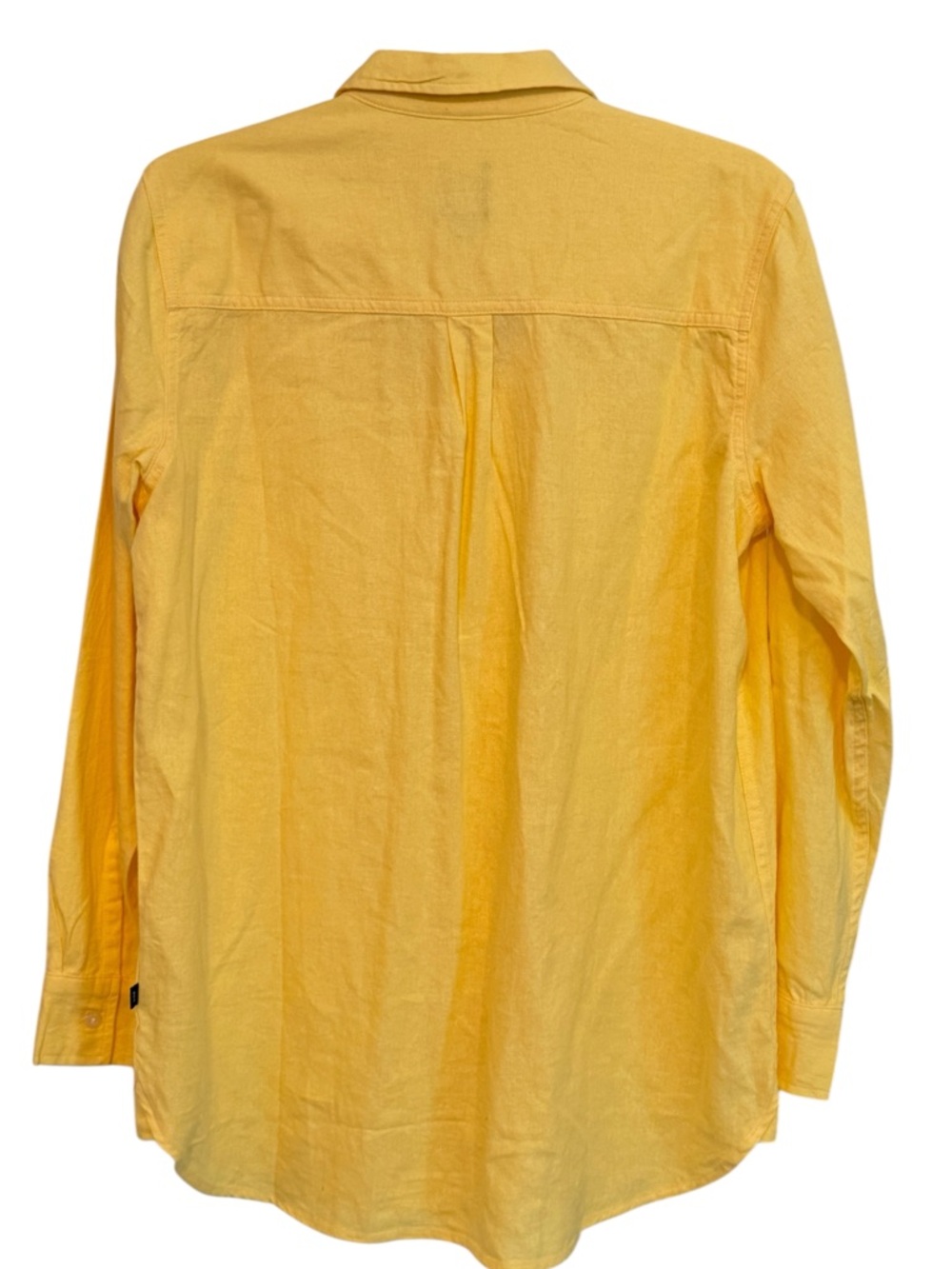 Gap Size M Linen-Blend Long Sleeve Boyfriend Yellow Button Down Shirt - Picture 4 of 9